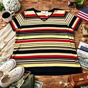 Elisabeth Coastal Grandma Striped Tee Preppy Y2K Short Sleeve Summer Top 1X
